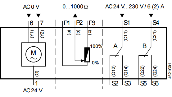 Схема соединения для привода Siemens GIB 131.1E